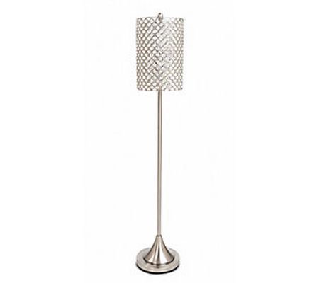 HomeRoots 62" Drum Shade Crystal Bead Metal Flo or Lamp