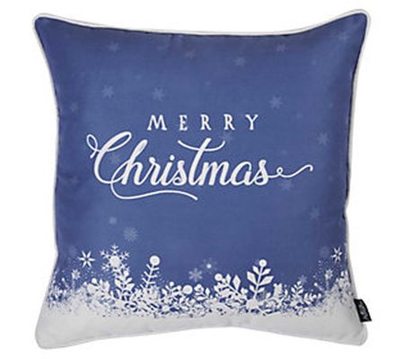 HomeRoots Merry Christmas Snow Scene Throw Pill ow Cover