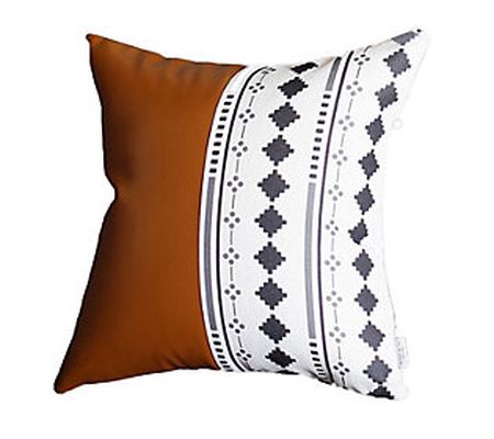 HomeRoots Monochromic Diamond/Brown Faux Leathe r Pillow Cover