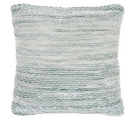 HomeRoots Petite Teal and White Striped Throw P illow