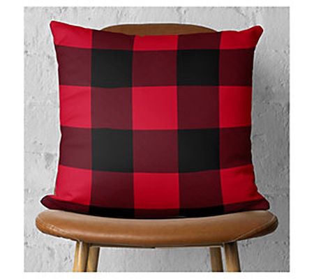 HomeRoots Red and Black Buffalo Plaid Throw-Pillow Cover