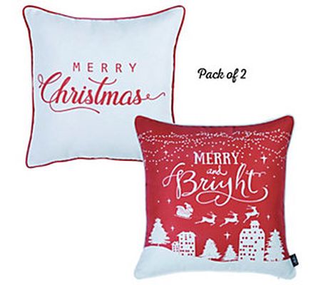 HomeRoots S/2 18 Merry Christmas Throw-PillowCover