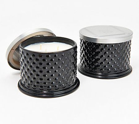 HomeWorx by Slatkin & Co. S/2 14oz Black Tie Glass Candles