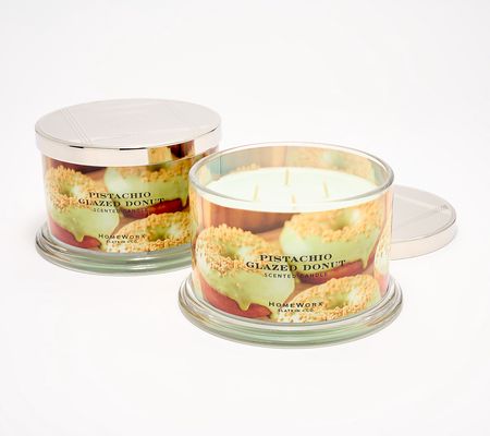 HomeWorx by Slatkin & Co. S/2 18oz Glazed Donut Candles