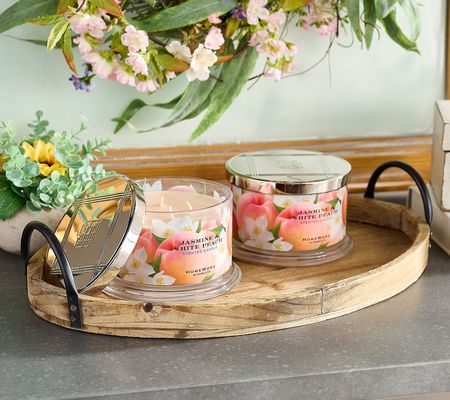 HomeWorx by Slatkin & Co. S/2 18oz Jasmine &Peach Candles
