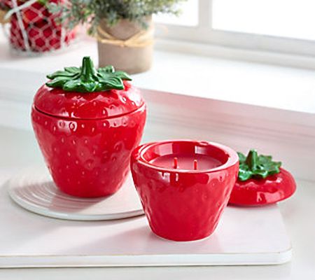 HomeWorx by Slatkin & Co. Set of 2 Strawberry Fruit Candles