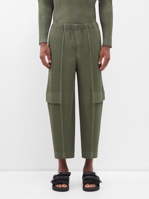 Homme Plissé Issey Miyake - Panelled Technical-pleated Trousers - Mens - Green