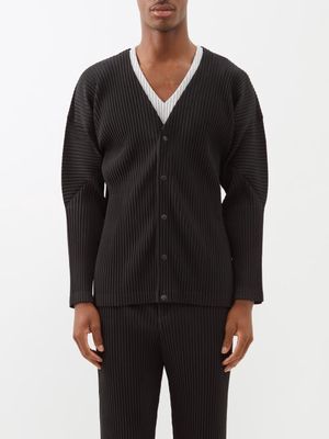 Homme Plissé Issey Miyake - Pleated Technical-jersey Cardigan - Mens - Black