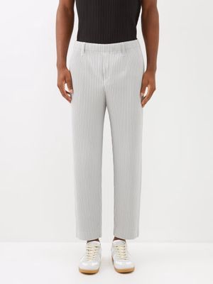 Homme Plissé Issey Miyake - Technical-knit Trousers - Mens - Light Grey