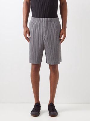 Homme Plissé Issey Miyake - Technical-pleated Shorts - Mens - Grey