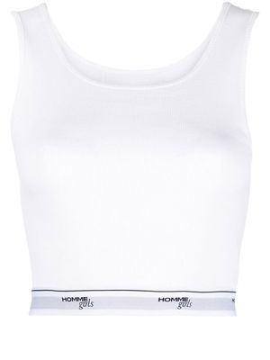 HommeGirls logo-trim cotton tank top - White