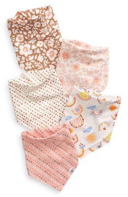 HONEST BABY 5-Pack Organic Cotton Reversible Bandana Bibs in Peach Skin Papercut Floral