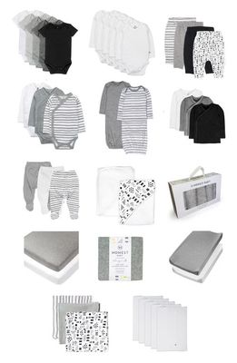 HONEST BABY 50-Piece Organic Cotton Baby Essentials Gift Box in Pattern Play/Heather Gray