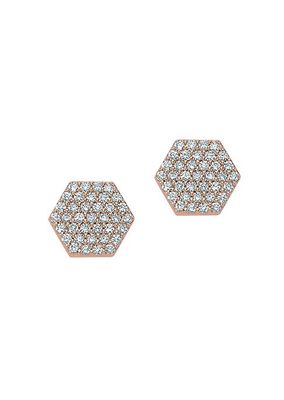Honey 14K Rose Gold & 0.31 TCW Diamond Honeycomb Earrings