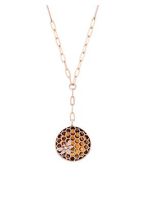 Honey 14K Rose Gold & 0.38 TCW Diamond Honeycomb Necklace