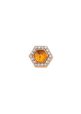 Honey Bee 14K Rose Gold, Diamond & Citrine Hexagon Single Earring