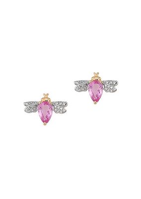 Honey Bee 14K Rose Gold, Pink Sapphire, & 0.04 TCW Diamond Single Stud Earring