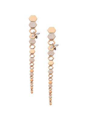 Honey Bee 18K Rose Gold & 1.39 TCW Diamond Earrings