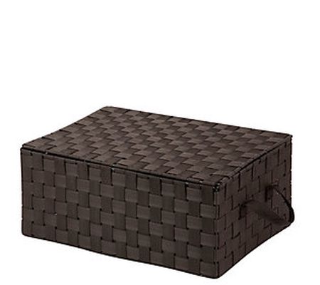 Honey Can Do Hinged Lid Woven Storage Box, Espr esso