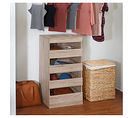 Honey-Can-Do Tall Stackable Storage Drawers wit h Wood Finish