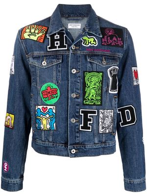 Honey Fucking Dijon x Keith Haring logo-patch denim jacket - Blue