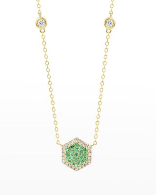 Honeycomb Emerald and Diamond Necklace