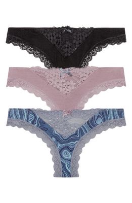 Honeydew Intimates 3-Pack Willow Thongs in Blk/Delight/Lunargeo