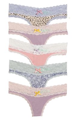 Honeydew Intimates Honeydew Ahna Lace Trim Thong - Pack of 5 in Fashion 2