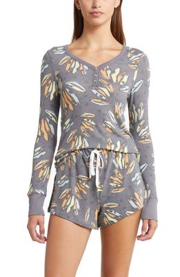 Honeydew Intimates Knit Long Sleeve Short Pajamas in Charcoal Bananas