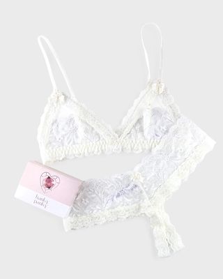 Honeymoon Lace Crotchless Thong and Bralette Set
