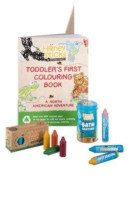 HONEYSTICKS The Busy Bee Coloring Book & Beeswax Crayon Set in Assorted