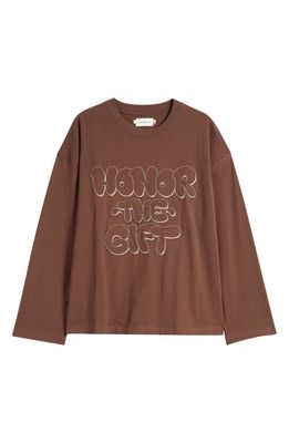 HONOR THE GIFT Amp'd Up Long Sleeve Cotton Graphic T-Shirt in Brown