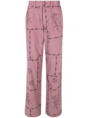 Honor The Gift barbwire-print corduroy trousers - Pink