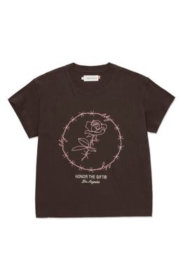 HONOR THE GIFT Barbwire Rose Embroidered Graphic T-Shirt in Black