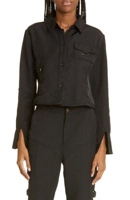 HONOR THE GIFT Cadet Crop Button-Up Top in Black