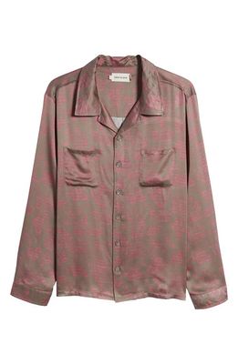 HONOR THE GIFT Floral Satin Button-Up Shirt in Grey