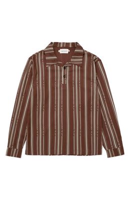 HONOR THE GIFT Honor Stripe Half Placket Shirt in Brown