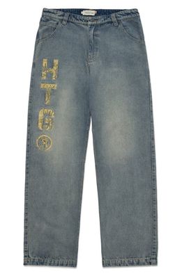 HONOR THE GIFT HTG Branded Straight Leg Jeans in Light Indigo