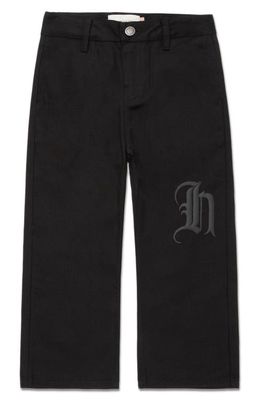 HONOR THE GIFT Kids' Cotton Herringbone Pants in Black