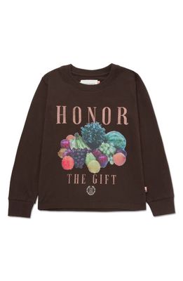 HONOR THE GIFT Kids' Fruits Long Sleeve Cotton Graphic T-Shirt in Black