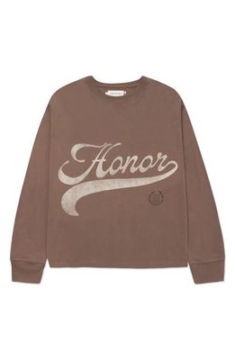 HONOR THE GIFT Kids' Logo Script Long Sleeve Cotton Graphic T-Shirt in Grey