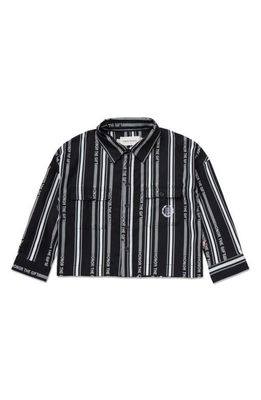 HONOR THE GIFT Kids' Stripe Button-Up Uniform Shirt in Black