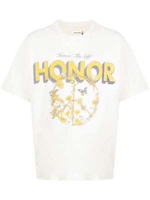 Honor The Gift logo-print short-sleeved T-shirt - Neutrals