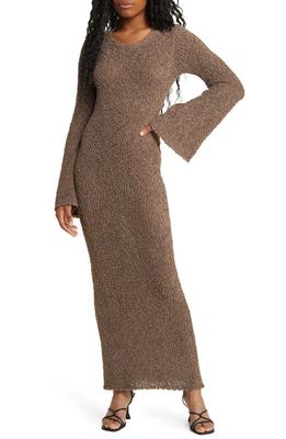 HONOR THE GIFT Long Sleeve Cotton Knit Maxi Dress in Grey