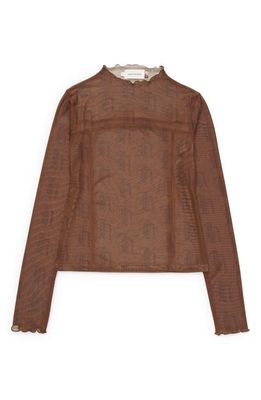 HONOR THE GIFT Long Sleeve Mesh Top in Brown