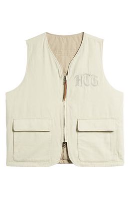 HONOR THE GIFT Quilted Embroidered Cotton Reversible Vest in Bone