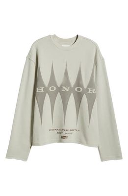 HONOR THE GIFT Raw Edge Cotton Graphic Sweatshirt in Bone