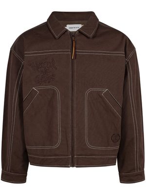 Honor The Gift script embroidered carpenter jacket - Brown