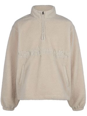 Honor The Gift script-embroidered sherpa sweatshirt - Neutrals