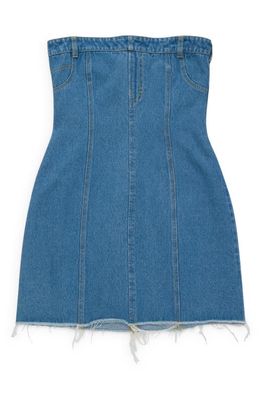 HONOR THE GIFT Strapless Denim Minidress in Light Indigo